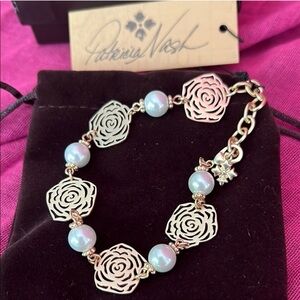 Patricia Nash Silver and White Floral Bracelet